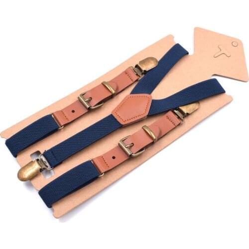 Vintage Men Suspenders 3 Clip Strap Braces for Trousers Pu Leather Suspenders Men Pants Navy 115cm Bretels Mannen
