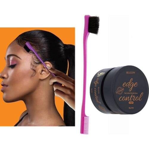 90g Edge Control Sideburn Hair Wax Set Shaping Lasting No White Scraps Chopped Hair Finishing Artifact with Brush