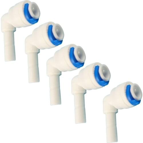 5PCS 1/4" Pipe Plug Elbow Connector 1/4" OD Hose Quick Connection RO Water Reverse Osmosis Aquarium System Connector Fitting