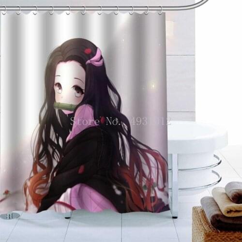 Demon Slayer Anime Kimetsu No Yaiba Shower Curtain Polyester Fabric 3D Bathroom Curtain Waterproof Bath Curtain Decor