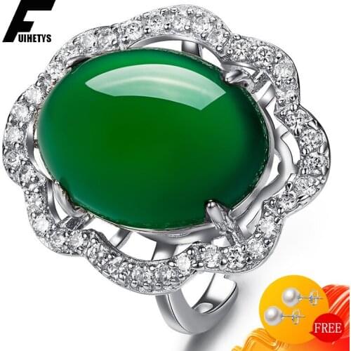 Vintage Women Ring 925 Silver Jewelry Oval Shape Emerald Zircon Gemstone Finger Rings for Wedding Engagement Party Accessories
