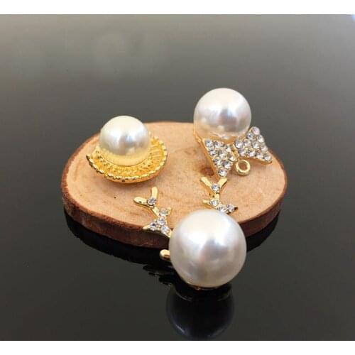 10 PCS Fashion Metal Alloy Imitation Pearl Rhinestone Pendant Charm For Jewelry Making