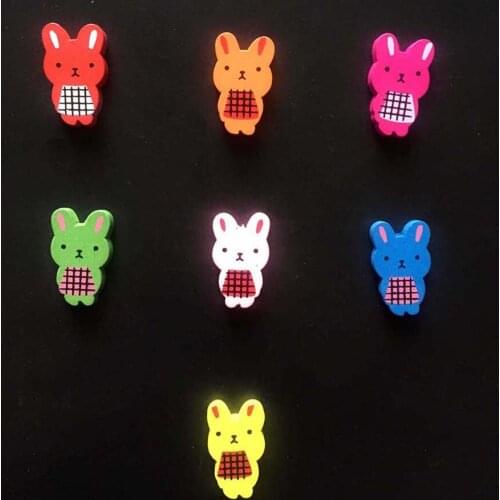 100pcs/lot Mixed Wooden Cute Cartoon Lovely Rabbit Spacer Beads For Jewelry Making 26*16mm