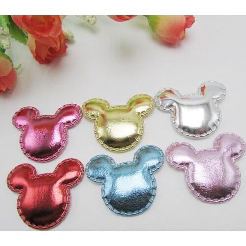 10PU Leather Mouse Head Ball Padded Appliques For clothes DIY Baby hair Clip headwear Decor Ornament Accessories