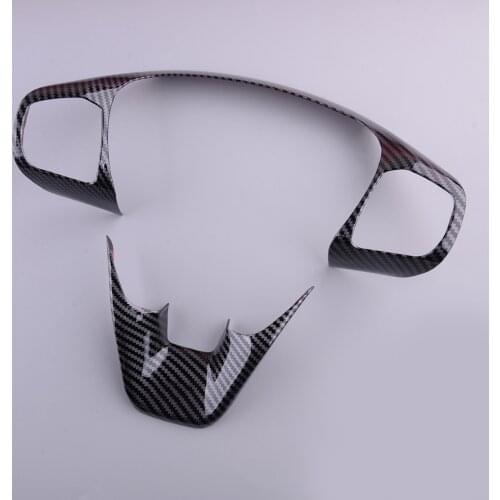 2Pcs/Set Car Steering Wheel Trim Cover Frame ABS Carbon Fiber Style Fit For Ford Fiesta ST Mk 2018 2019 2020