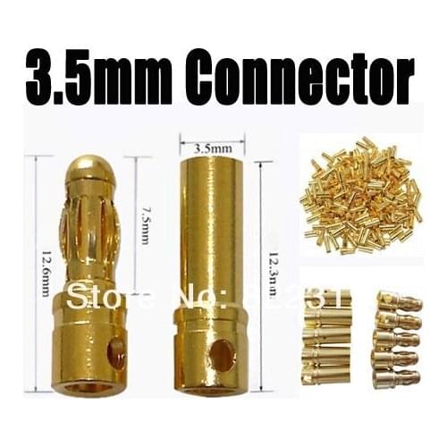 200 pairs/lot 3.5mm Gold Plated RC Battery Bullet Banana Connector Plug for RC Model DU0082