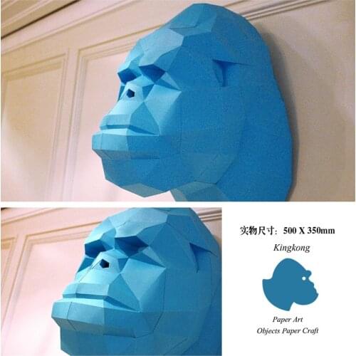3D Paper Gorilla King Kong Head Papercraft Room Home Decor Wall Decoration Puzzles Educational DIY Toys Gift for Children Kids