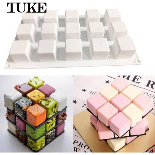 3D Rubiks Cube Mouse Silicone Cake Mold Chocolate Decoration Baking Tools Silicone Molds Tray Shape Silicon Bakeware