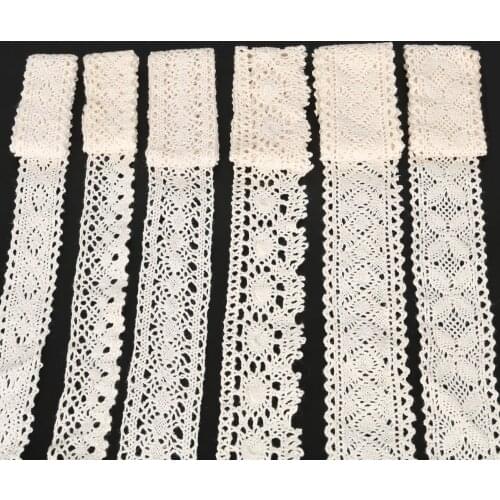 5 yards/lot Hollow Beige Cotton Lace DIY Dress Sweater Trims Embroidered Patchwork Wedding Handmade Sewing Craft Ivory Lace