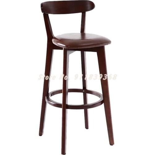 Bar Chair Solid Wood High Stool Modern Simple Bar Stool Light Luxury Back Bar Chair Nordic Family Bar Table Chair