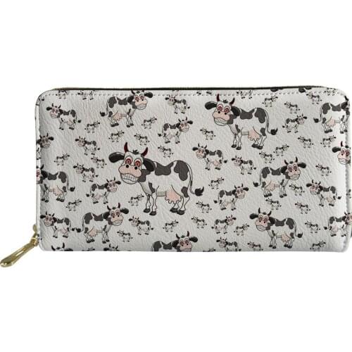 PU Leather White Women Wallet Cow Print Female Cute Clutch Money Bag Fashion Card Holder Ladies Coin Purse Phone Long Wallets