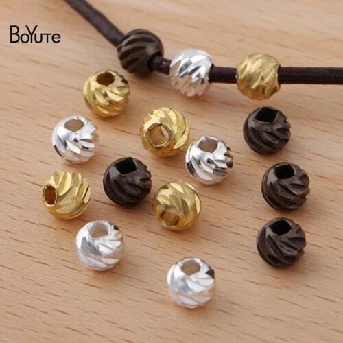 BoYuTe (100 Pieces/Lot) 6MM Carved Beads Factory Direct Sale Diy Metal Brass Beads Jewelry Making Materials