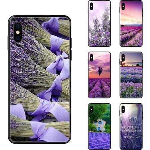 Black Soft Fashion Mobile Phone Stunning Tides Lavender Fields Purple Flower For iPhone SE2020 11 12 Plus Pro X XS Max XR 8 7