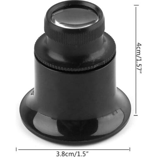 Black 20X Jeweler Watch Magnifier Tool Monocular Magnifying Glass Loupe Lens