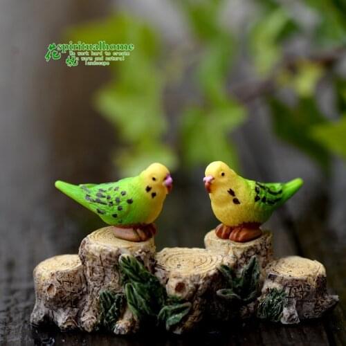 2 Pcs/set Resin Home Ornament Cute Little Birds Animal Model Figurine Glass Decor Miniature Craft Garden DIY Accessories