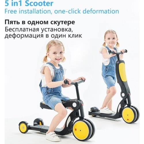 5 in 1 Baby Stroller Children Bicycle Tricycle Child Whree Wheel Bike Foldable Baby Balance Bike Kids Scooter for 1-6 Years Old