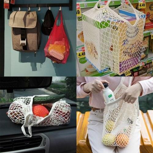 Eco-friendly Reusable Grocery Produce Bags Cotton Mesh Ecology Market String Net Tote Bag Home Fruits Vegetables Hanging Bag