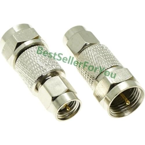 F Male To SMA Connector Male Pin Plug Straight RF Coax Coaxial Connector Adapter Nickel