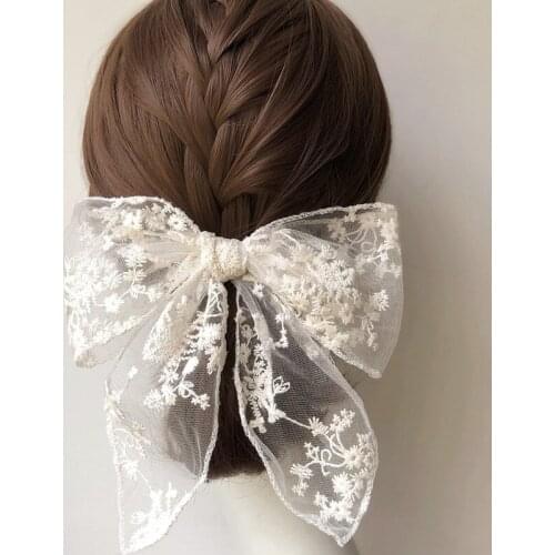 Purple Yellow White Black Oversize Bowknot Hollow Fabric Headbands Elastic Hair Bands Headwear Women Ponytail Holder