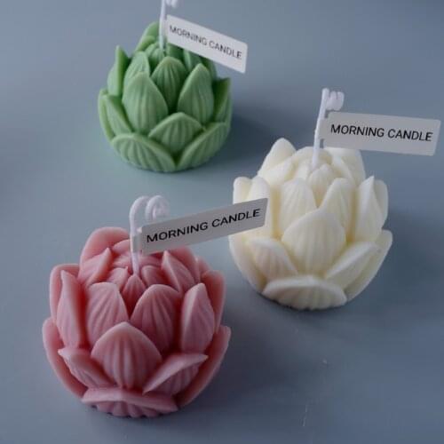 Homemade Scented Candle Mold Diy Fondant Cake Silicone Mold Lotus Bud Soap Making Supplies Cake Decorations Resin Molds