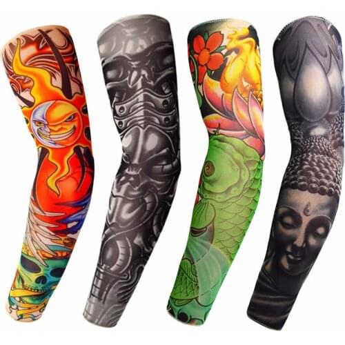 HKUCO Nylon tattoo cuffs Unisex Slip On Sunscreen unique fake Tattoo Arm Sleeves Kit Special part -4 pce
