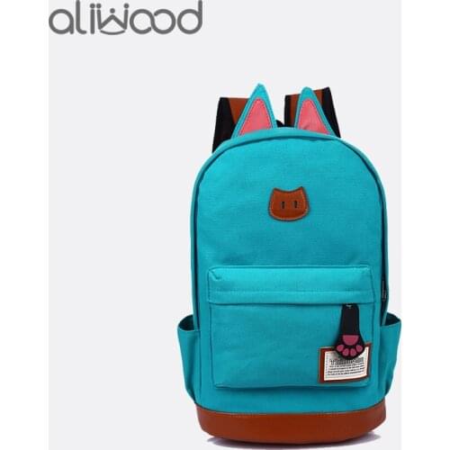 2018 Fashion Women Backpacks for Teenage Girls School Bags Female Cartoon Cat Canvas Laptop Backpack Mochila Feminina Rucksack