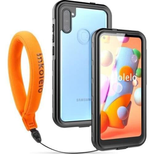 Inkolelo Samsung Galaxy A11 Waterproof Case Built-in Screen IP68 Full Sealed Shockproof Cover for Swimming Diving Matte Black