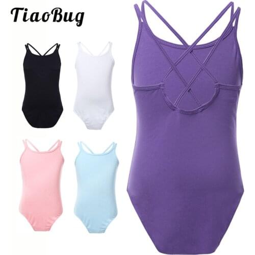 Girls Shoulder Straps Camisole Leotard Cotton Ballet Dance Gymnastic Active Tank Bodysuit
