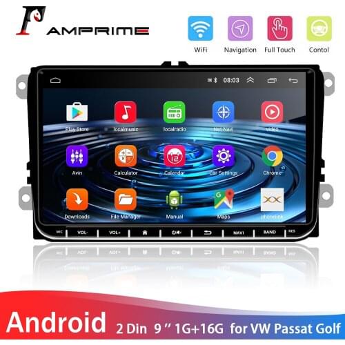 AMPrime Android 9.1 Radio Stereo 9 inch Capacitive Touch Screen 1G+16G Memory Flash for VW Passat Golf MK5 MK6 Jetta T5 EOS