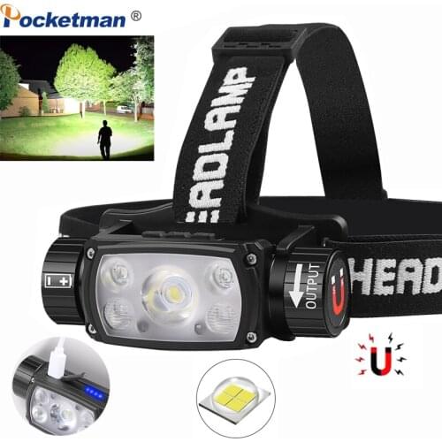 50000LM Powerful Headlamp Motion Sensor Headlight USB Rechargeable Head Lamp Outdoor Fishing Headlight Camping Running Light