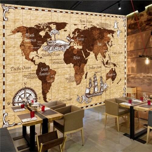 Custom any size 3D wall mural wallpapers Modern fashion Nautical World Map3D Perspective Wall Sticker YBZ099