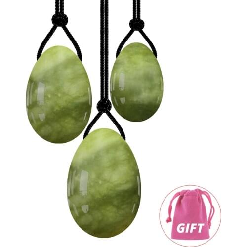 Jade Massage Ball Drilled And Undrilled Yoga Egg Women Pelvic Floor Training With Storage Pouch Kegel Exercise Yoni Eggs