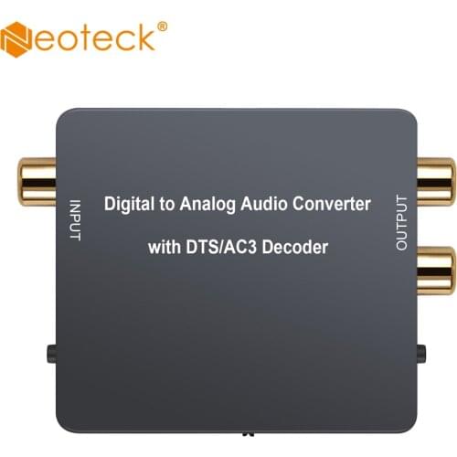 Neoteck 192kHz 24bit Digital to Analog Audio Converter With DTS/ Decoder 5.1CH to 2.0CH Audio Converter Optical to RCA L/R
