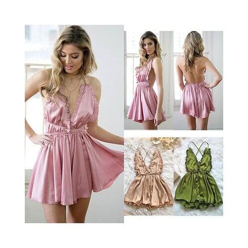 NEW Arrivals Fashion Women Sexy Sleepwear Lady Casual Backless Nightwear Playsuit