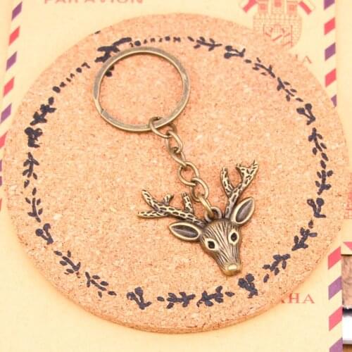 New Fashion Bronze Pendant Metal Key Chains Accessory,28mm Key Ring Vintage deer head Keychain