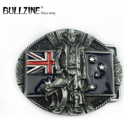 The Bullzine wholesale Australia cowboy belt buckle with pewter finish FP-03660 suitable for 4cm width belt