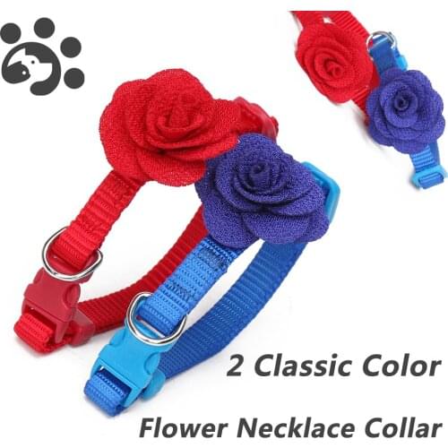 Breakaway Cat Dog Collar for Pets Nylon Necklace Collars Kitten Puppy Adjustable Botton Blue/Red Flower Collar Costume MP0034