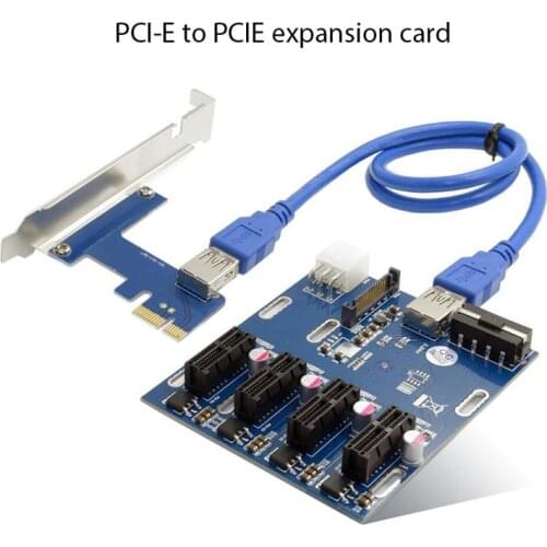 PCI-E 1 to 4 PCI Express 1X Slots Riser Card Mini ITX to External 4 PCI-e Slot Adapter PCIe Port Multiplier Card