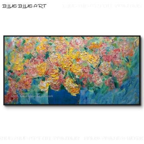 Professional Artist Hand-painted High Quality Abstract Flower Acrylic Painting Rich Colors Vase Flowers Painting for Bedroom