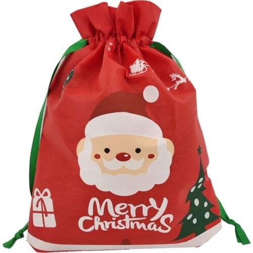 Merry Christmas Decorations for New Year 2021 Santa Claus Drawstring Christmas Gift Candy Bag Xmas Holder Bag 36cm*26cm