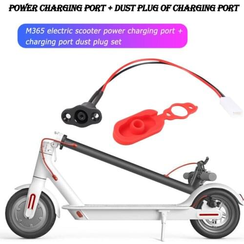 Electric Scooter Power Charger Cord Cable+Charging Port Plug Cover for M365 Scooter Accessory Black Red Charging port dust plug