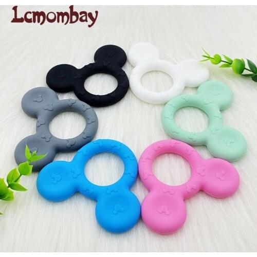 Lcmombay Cartoon Mouse Shape silicone Teether Animal Baby Pacifer Clips DIY Baby Teething Necklace Toy Food Grade Silicone beads