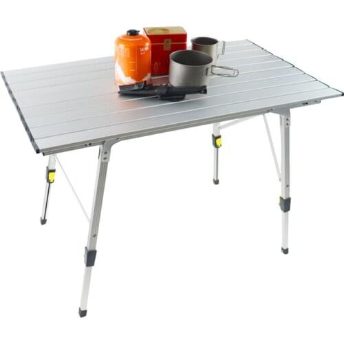 Outdoor Folding Camping Table Portable Picnic Table Aluminium Patio Table Roll Up Tabletop With Carrying Bag
