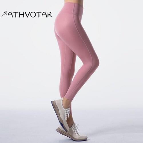 ATHVOTAR Nudity Sport Leggings High Waist Hip Lift Running Fitness Tights Yoga Pants Elasticity Quick Dry Gym Clothing