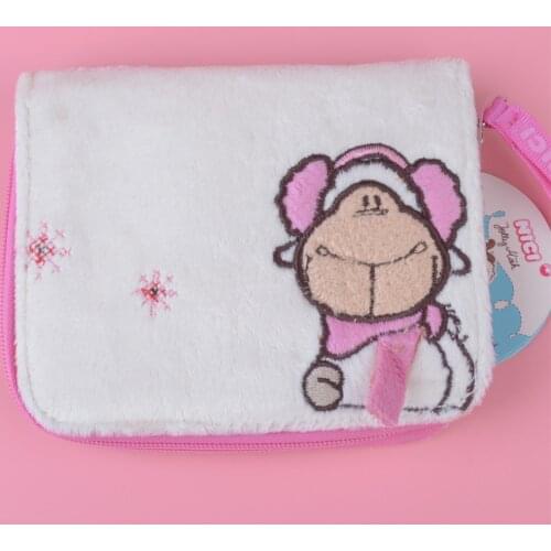 Light sheep Color Kawaii Cartoon Animals Plush Pouch Pencil Case Bag Key Chain Coin Purse Wallet Pouch Bag School Supplies Gift