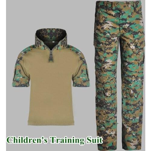 Outdoor Camping Training Childrens Military Clothes Camouflage Short Sleeve Suit Kids CS Combat Tactical Shirt Pant Army Uniform
