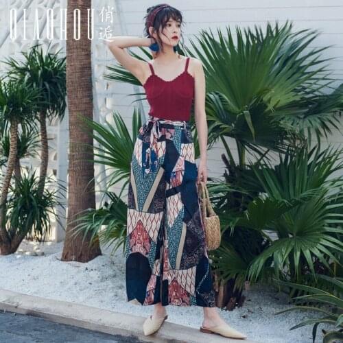 Bohemian Palazzo Pants Summer Holiday Beach Wide Leg Pants Streetwear Women Vintage Ethnic Print WomenS Pants 2021 AA5743