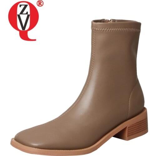 ZVQ Women Good Qualtiy Leisure short boots winter Fashion New Style Square Toe Solid color Concise Comfortable office lady