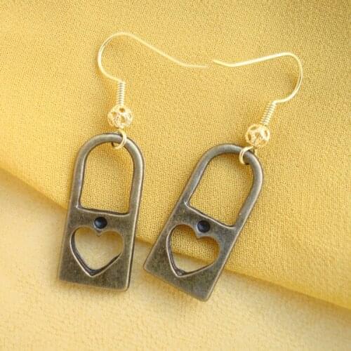 RED SNAKE Newest Vintage Retro Style Jewelry Gunmetal heart lock Earrings Cooper Dangle Earring for Women EB0059