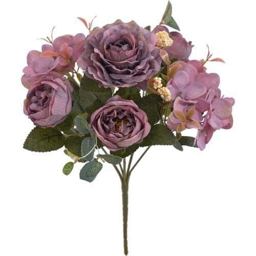 2021 Beautiful Rose Peony Artificial Silk Flowers Small bouquet flores Home Party Spring Wedding Decoration Fake Flower